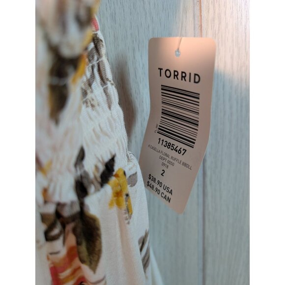Torrid Babydoll Ruffle Shoulder Tank Casella NWT New 2X 2XL Sleeveless Blouse - Picture 4 of 5